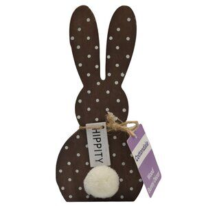 Cottondale Wood Bunny Rabbit Hippity Farmhouse Brown White Polka Dots